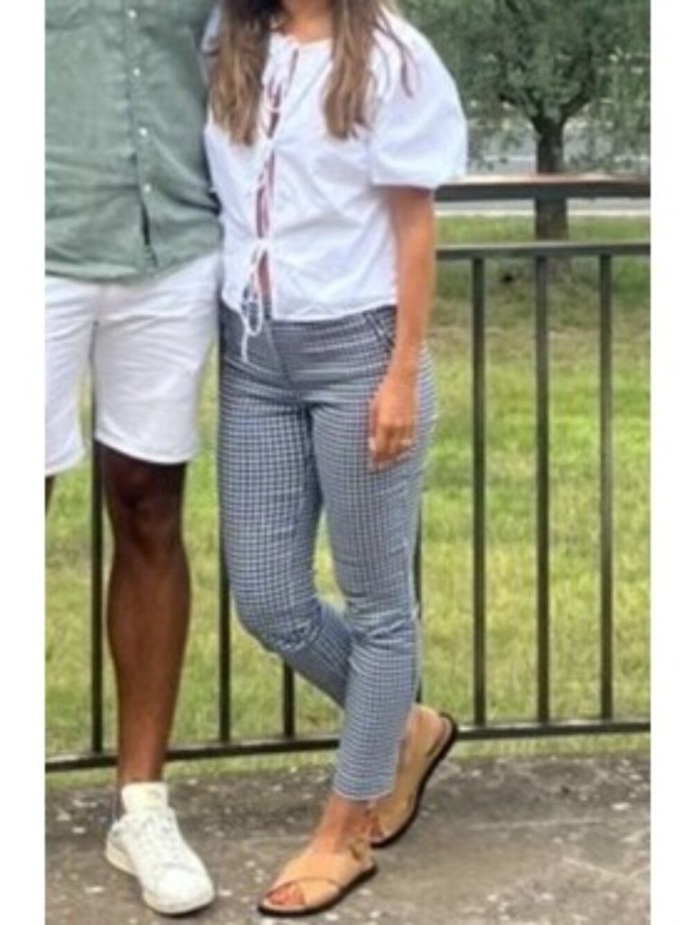 Cynthia Rowley Blue White Gingham Checkered Straight Leg Cropped Pants Size 4